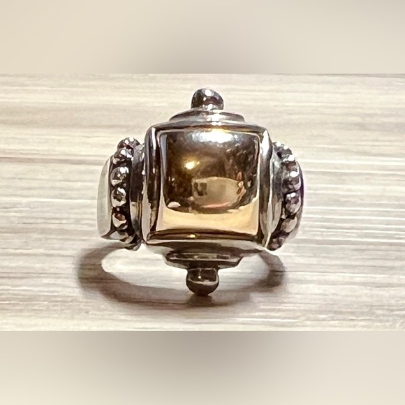 Vintage Designer ESPO Sterling Silver & 14K Yellow Gold Ring, Size 6, 8.1g - Picture 2 of 10